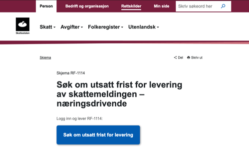 Athene  |  Søke om utsettelse på skattemelding for næringsdrivende